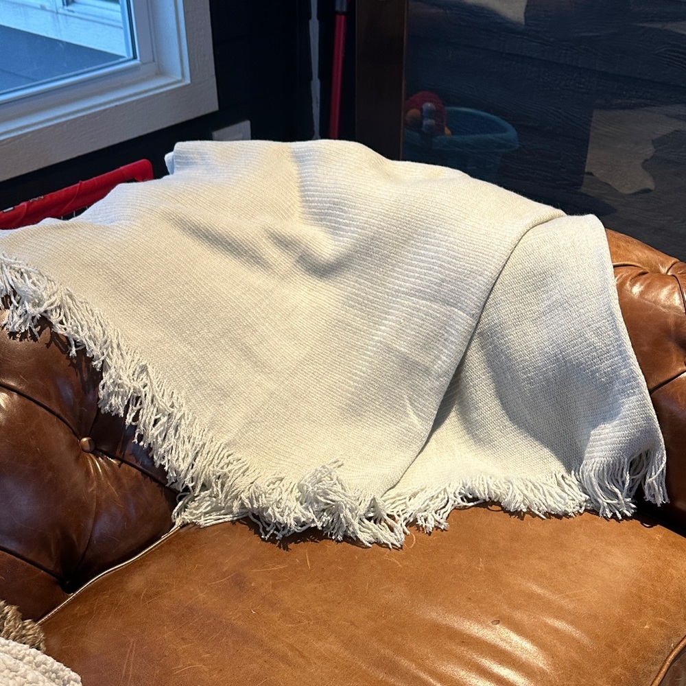 Elegant Gray Fringed Throw Blanket
